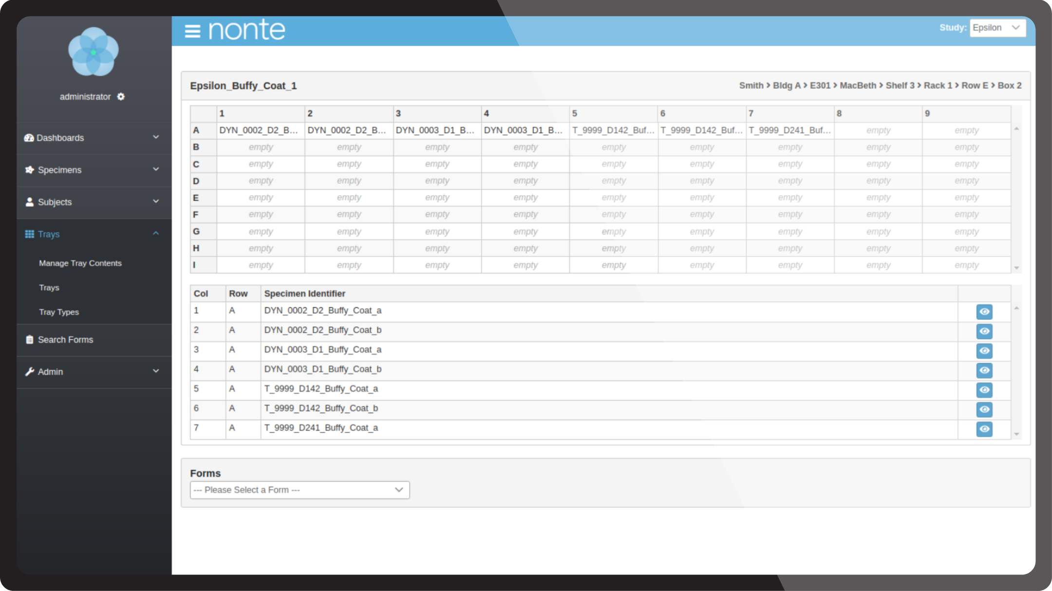 Nonte data entry mirrors the bench-side process by entering an entire tray of sample data for batch processing